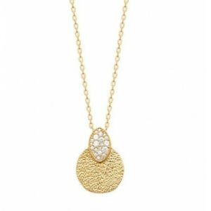 【貨物輸送無料】宝飾品・佩び物 ジルコニウムメッキハンマードロップパヴェドロップcollier en plaque or pastille martelee goutte pave en zirconium