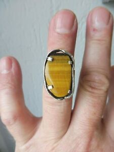 【貨物輸送無料】宝飾品・佩び物 リングシルバーウィズタイガーズアイbelle, vieux anneau __ 925 argent avec oeil de tigre __