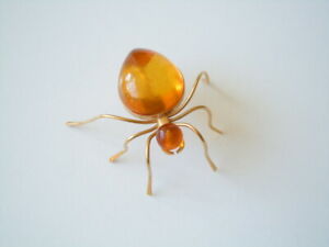 【貨物輸送無料】宝飾品・佩び物 ハニーアンバーロシアブローチビッグアントmodifiee miel ambre broche russe  grand fourmi  5,3 g4,0 x 3,4 糎