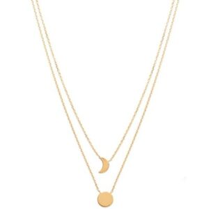 【貨物輸送無料】宝飾品・付属品 ゴールドメッキカラーチェーンメッシュkbc  collier plaque or chaine maille forcat astres lune et soleil 9粍