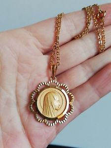 【貨物輸送無料】宝飾品・佩び物 メッキチェーンビエルジュメダルmedaille ancienne de la vierge, avec sa chaine en plaque or