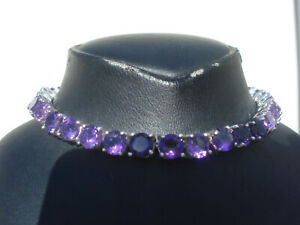 【貨物輸送無料】宝飾品・佩び物 シルバーテニスブレスレットリアルアメジステbeau bracelet tennis en argent et amethystes veritables