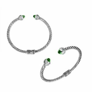 【貨物輸送無料】宝飾品・佩び物 シルバースターリングブレスレットグリーンクォーツargent sterling bracelet avec vert quartz ab1057gq