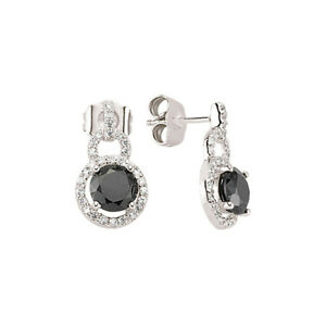 【貨物輸送無料】宝飾品・佩び物 ジュエルコロンドンシルバーブラックジルコーネハローイヤリングjewelco london argent noir zircone halo boucles doreilles goutte