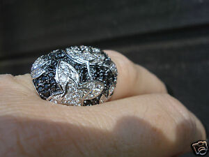 【貨物輸送無料】宝飾品・佩び物 ロディシルバーハンガーリングモチーフbelle bague cintree en argent rhodie et oxydesblancsnoirsmotif floralt55