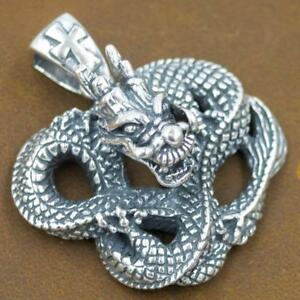 【貨物輸送無料】宝飾品・付属品 ドラゴンヘビクロススターリングシルバーメンズdragon snake cross artisan authentic genuine 925 sterling silver 銀 mens pendant