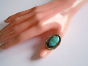 【貨物輸送無料】宝飾品・佩び物 ターコイズフットプリントレスシルバーリングgrand certifie bague en argent sans empreinte turquoise 10,6 ggr56