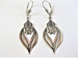 【貨物輸送無料】宝飾品・付属品 アールヌーボーイヤリングシルバーアルマディネンart nouveau boucles doreilles argent 925 avec almadinen, 5,74 g