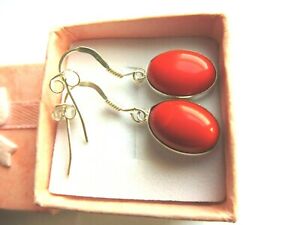 【貨物輸送無料】宝飾品・佩び物 サンゴオーバルマッシブシルバーイヤリングboucles d’oreilles veritable corail rouge ovaleargent massif