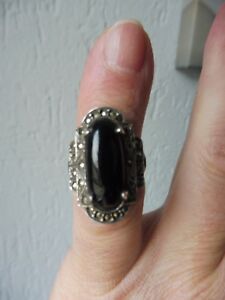 【貨物輸送無料】宝飾品・付属品 リングシルバーマルマスサイトbelle, vieux anneau __ 925 argent __ avec onyx et markassite ___