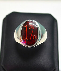 【貨物輸送無料】宝飾品・付属品 シルバーリングホログラムバイカーソリッドシルバーbague argent  hologramme 1 biker, argent massif