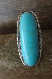【貨物輸送無料】宝飾品・佩び物 ナバホシルバージュエリースターリングターコイズリングサイズnavajo bijoux argent sterling turquoise bague taille