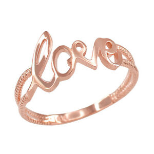 【貨物輸送無料】宝飾品・付属物 ファインローズゴールドスクリプトステートメントロープリングwomens fine rose gold  love  script statement rope ring