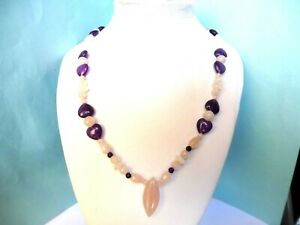 【貨物輸送無料】宝飾品・佩び物 クォーツローズアメジストネックレスセンチマッシブシルバーcollier quartz rose et amethyste49 cmargent massif