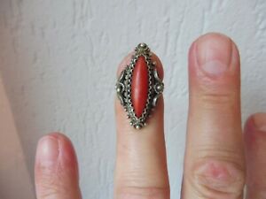 【貨物輸送無料】宝飾品・付属品 リングシルバーコーラルbelle, vieux anneau __ 800 argent __ avec corail __