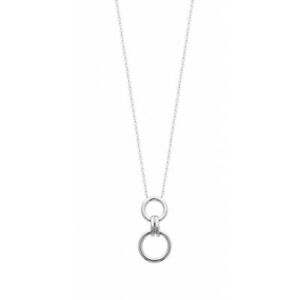 【貨物輸送無料】宝飾品・佩び物 ネクタイダブルリングロディエシルバーネックレスcollier en argent rhodie doubles anneaux avec liens