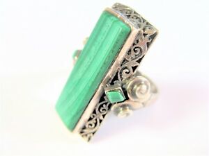 【貨物輸送無料】宝飾品・付属品 シルバーリングマラカイトbague en argent 925 avec malachite, 10,42 糎