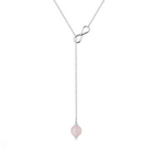 【貨物輸送無料】宝飾品・佩び物 シルバーローディエクォーツピンクナインネクタイネックレスcollier cravate infini en argent 925 rhodie et quartz rose longueur 52糎  neuf