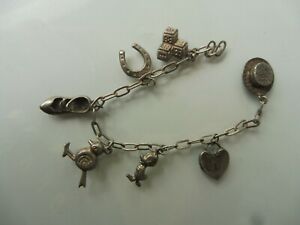 【貨物輸送無料】宝飾品・付属品 シルバーブレスレットチャームブレスレットsublime,vieux bracelet argent bracelet de charme avec 7 beaux