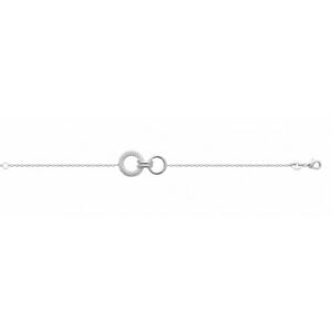 【貨物輸送無料】宝飾品・佩び物 ジルコニウムネクタイダブルリングロディエシルバーブレスレットbracelet en argent rhodie doubles anneaux avec liens pave en zirconium