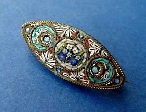 【貨物輸送無料】宝飾品・付属品 アンティークブローチミレフィオーリマイクロモザイクbeau antique broche, millefiori, micro mosaique, fin xix siecle c678
