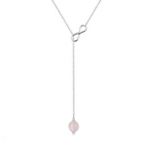 【貨物輸送無料】宝飾品・佩び物 シルバーローディエクォーツピンクネクタイネックレスcollier cravate infini en argent 925 rhodie et quartz rose  longueur 52 糎