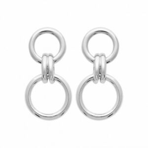 【貨物輸送無料】宝飾品・佩び物 ネクタイダブルリングロディエシルバーイヤリングboucles doreilles en argent rhodie doubles anneaux avec liens