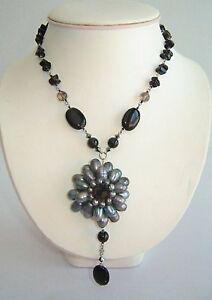 【貨物輸送無料】宝飾品・付属物 collier onyx et perles  bxc 175