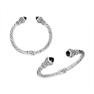 【貨物輸送無料】宝飾品・付属物 シルバースターリングブレスレットオニクスブラックargent sterling bracelet avec onyx noir ab9001ox