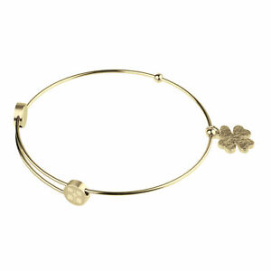 【貨物輸送無料】宝飾品・付属品 ステンレススチールブレスレットクローバーリーフゴールドメッキernstes design bracelet acier inox a307 plaque or avec feuille de trefle