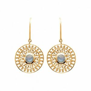 【貨物輸送無料】宝飾品・佩び物 レースサークルゴールドメッキイヤリングラブラドリットboucles doreilles en plaque or cercle dentelle et labradorites veritable
