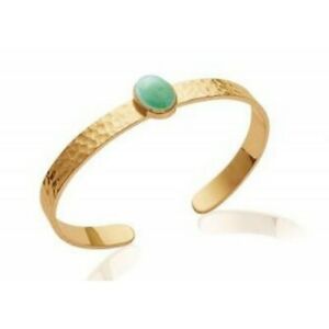 【貨物輸送無料】宝飾品・佩び物 メッキハンマーマウントアベンチュリンブレースbracelet jonc en plaque or monture martelee et aventurine veritable