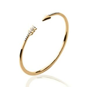 【貨物輸送無料】宝飾品・佩び物 ジルコニウムオープンメッキメッキjonc ouvert en plaque or fine fleche ciselee pave en zirconium blanc