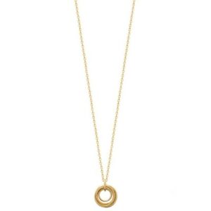 【貨物輸送無料】宝飾品・付属品 メッキペンダントネックレスチゼルリングcollier en plaque or pendentif multiples anneaux entrelaces ciseles