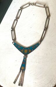 【貨物輸送無料】宝飾品・付属品 プラストロンネックレスオールドヴィンテージデポゼフレンチネックレスブロンズシルバー