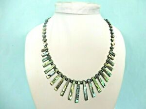 【貨物輸送無料】宝飾品・佩び物 アワビスピネルネックレスマッシブシルバーcollier abalone et spinelle 45,50 cmargent massif