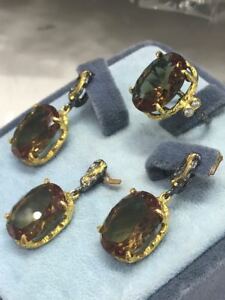 【貨物輸送無料】宝飾品・付属品 アレクサンドライトハンドクラフトトルコレディースセットスターリングシルバーalexandrite handcraft expensivelooking turkish ladies set 925 sterling silver