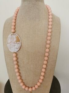 【貨物輸送無料】宝飾品・付属品 コラーナカンメオコンキリアサルドニカエパールパスタディコラロローザcollana cammeo conchiglia sardonica e perle pasta di corallo rosa