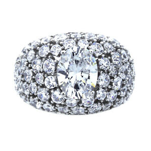 【貨物輸送無料】宝飾品・付属品 プラチナメッキシルバーオーバルドーム145粍 platinum plated silver 2コンピュータ断層撮影法 oval cz domed wedding engagement ring