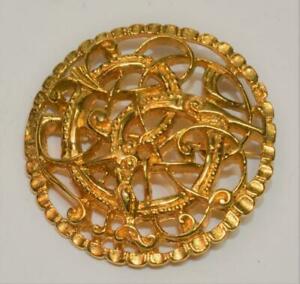 【貨物輸送無料】宝飾品・付属品 ゴールデンバイキングモチーフロンドブローチ1980s signe bmpl british museum dore viking motif rond broche