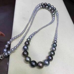 【貨物輸送無料】宝飾品・付属品 ナチュラルパールミックスカラーブラックホワイトビーズネックレス