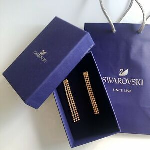 【貨物輸送無料】宝飾品・付属品 スワロフスキーイヤリングゴールデンペンダントクリスタルboucles d’oreille swarovski pendantes dorees cristaux neuves authentiques