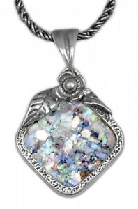 【貨物輸送無料】宝飾品・付属品 スターリングシルバーローマガラスbeautiful woman 925 sterling silver ancient roman glass flower pendant