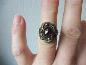 【貨物輸送無料】宝飾品・付属品 リングシルバームレグレナtres beau, vieux anneau, 800 argent avec meule grenat