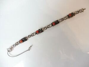 【貨物輸送無料】宝飾品・付属品 ブレスレットシルバーコーラルアールデコアールヌーボーsublime, vieux bracelet, 800 argent avec corail, art deco, ou art nouveau