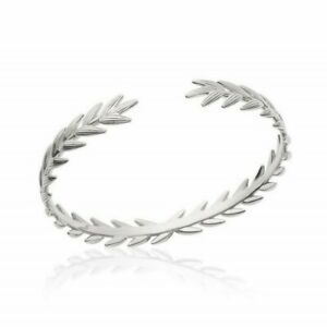【貨物輸送無料】宝飾品・付属品 ロディエシルバーブランチベイジョンクオープンjonc ouvert en argent rhodie branches feuilles de laurier