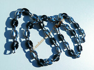 【貨物輸送無料】宝飾品・付属品 チェーンコリアースチールブラックコーヒーchaine collier 61 糎 acier inoxydable grain de cafe noir et argente large 10 粍
