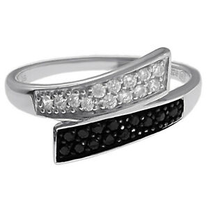 【貨物輸送無料】宝飾品・付属品 アルジェントロディエジルコニウムサイズbague femme en argent 925 rhodie et zirconium blancs et noirs  taille 52 dispo