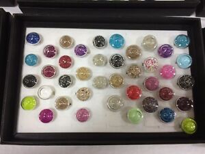 【貨物輸送無料】宝飾品・付属品 ガラスリングプレートロットlot de 10  bague bulle de verre plate petites ou grandes ovni