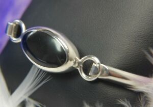 【貨物輸送無料】宝飾品・付属品 フロントオープンヒンジシルバースターリングソリッドインチ×腕輪onyx avant a charnieres ouvert 0925 argent sterling solide 7  x 05糎 bracelet
